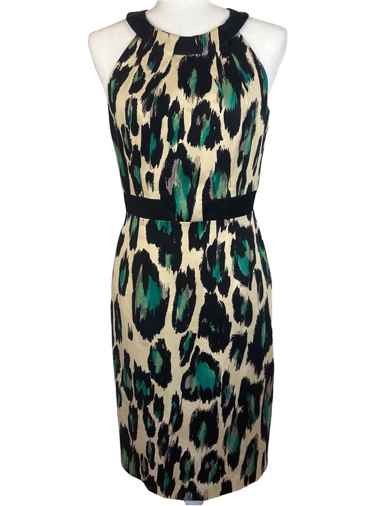 David Meister Dresses & Skirts - David Meister Signature Sheath Midi Dress Leopard Print Black Halter Size 6